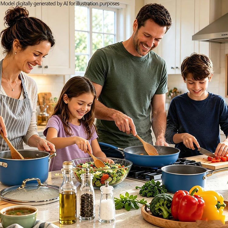 Blue 10 Piece Ceramic Cookware Set