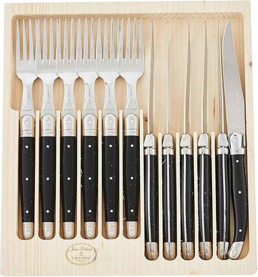 Jean Dubost JD97-13693.BLK 12 Piece Cutlery Set With Handles, Black