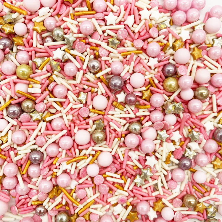 Rose and Gold Sprinkles Sugar Sprinkle Mix Pink Sprinkles Cake Decorations Cupcake Toppers Cookie Decorating Ice Cream Celebrations Shaker Jar Wedding Shower Party（120g (4.2 Ounce)