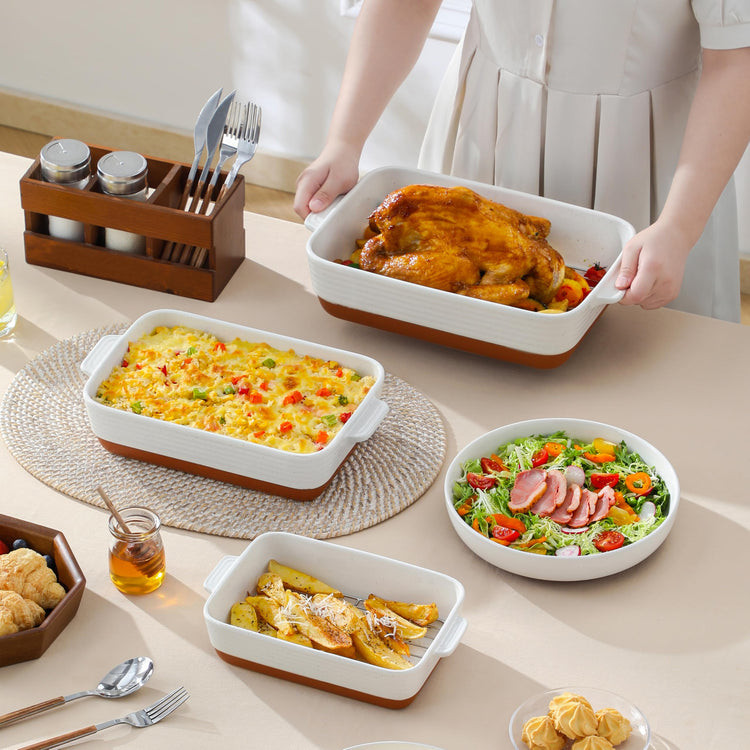 Casserole Dishes for Oven with Roasting Racks (3 Count)