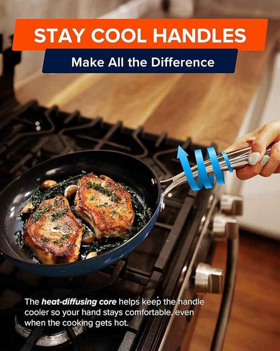 Nuwave Lux 13-Piece Premium Cookware Collection, Healthy G10 Duralon Blue Ceramic Nonstick, Ultra Durable, PFAS-Free, Lightweight & Works on All Cooktops