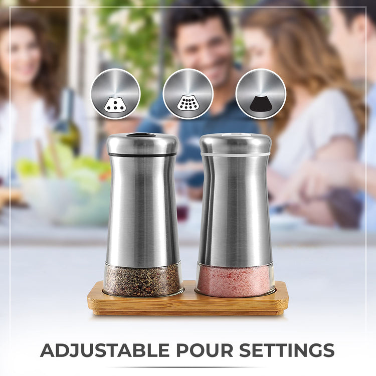 Salt and Pepper Shakers set with Adjustable Pour Holes