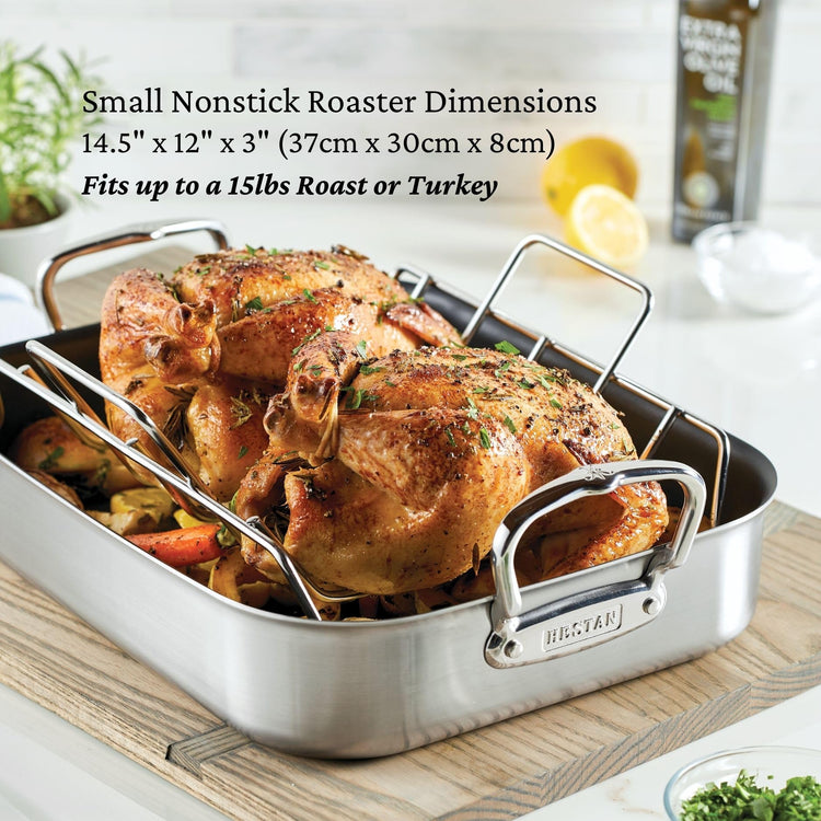 Provisions 14.5" Classic Clad Nonstick Roasting Pan with Stainless Steel Rack