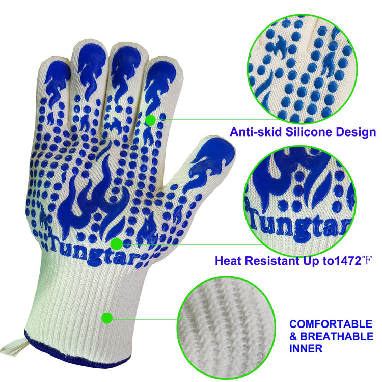 Oven Mitts Heat Resistant BBQ Proof Glove 11Inch 1472℉ Grill Glove Proof Heat for Women Men BBQ Gloves Gift Set Cooking Gloves for Cooking (2 Count)