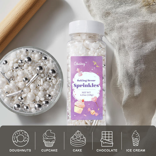 White Wedding Sprinkles for Cake Decorating 4.23ounce (4.23 Ounce)