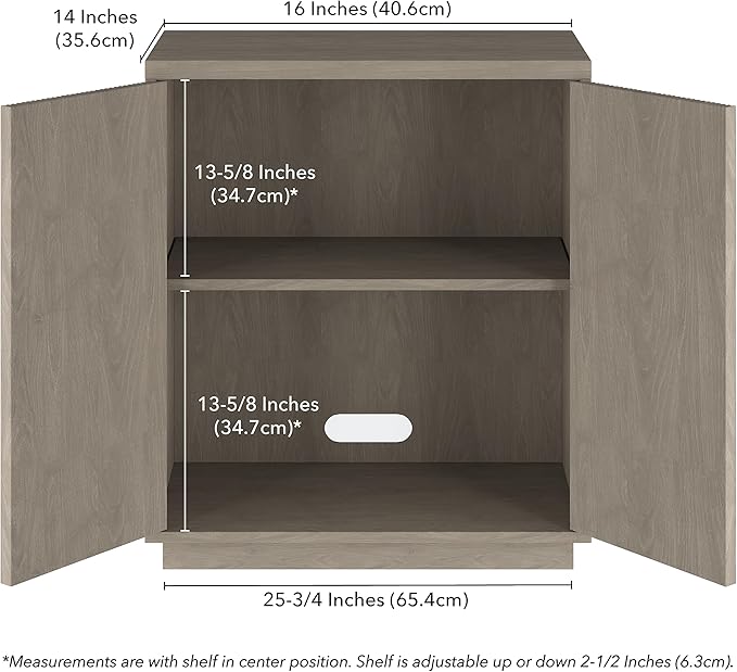 Henn&Hart 28" Fluted Wooden Accent Cabinet, Ribbed Modern Sideboard Buffet Cabinet with 2 Doors and an Adjustable Shelf for Living Room, Dining Room, Bedroom or Entryway, Antiqued Gray Oak