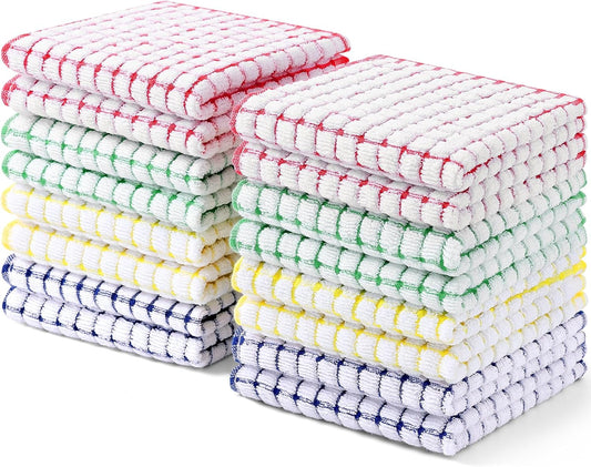 Kitinjoy Cotton 16 Pack Terry Kitchen Dish Cloths, 12 x 12 Inches Super Soft and Absorbent Dish Rags, Quick Drying Dish Towels for Washing Dishes, Mixed Color - Nestoria