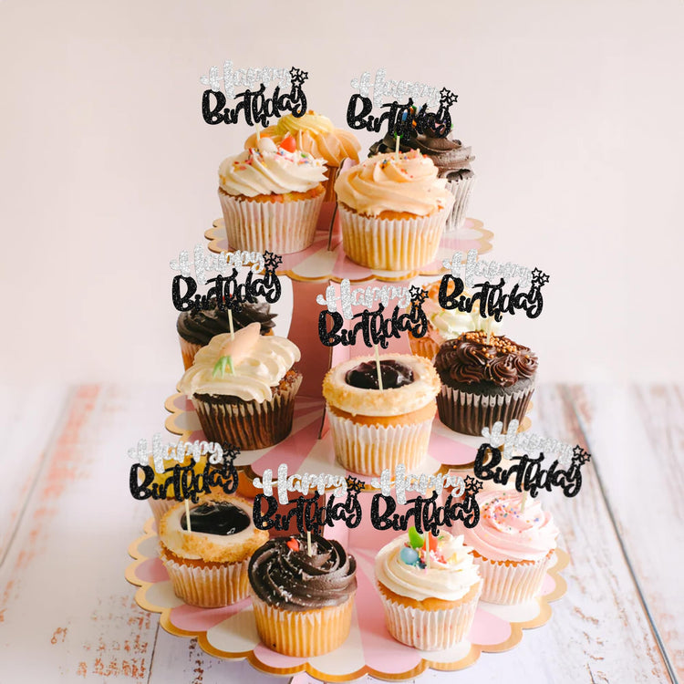 24Pcs Happy Birthday Cupcake Toppers (24 Count)