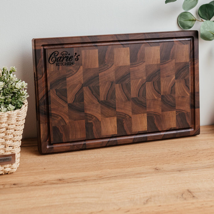 Handmade Personalized Walnut End Grain Cutting Board