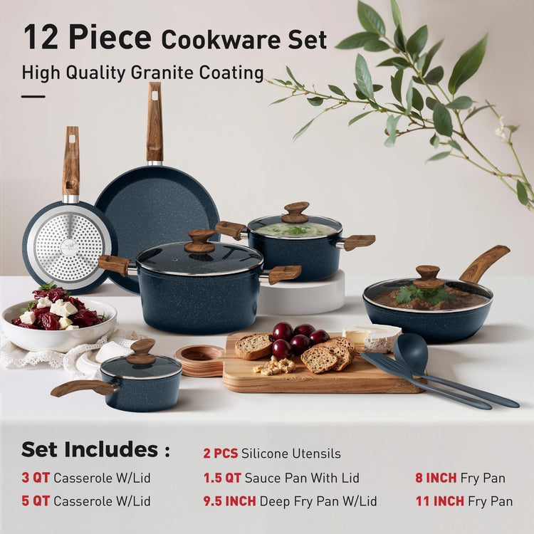 12 Piece Kitchen Pots and Pans Set