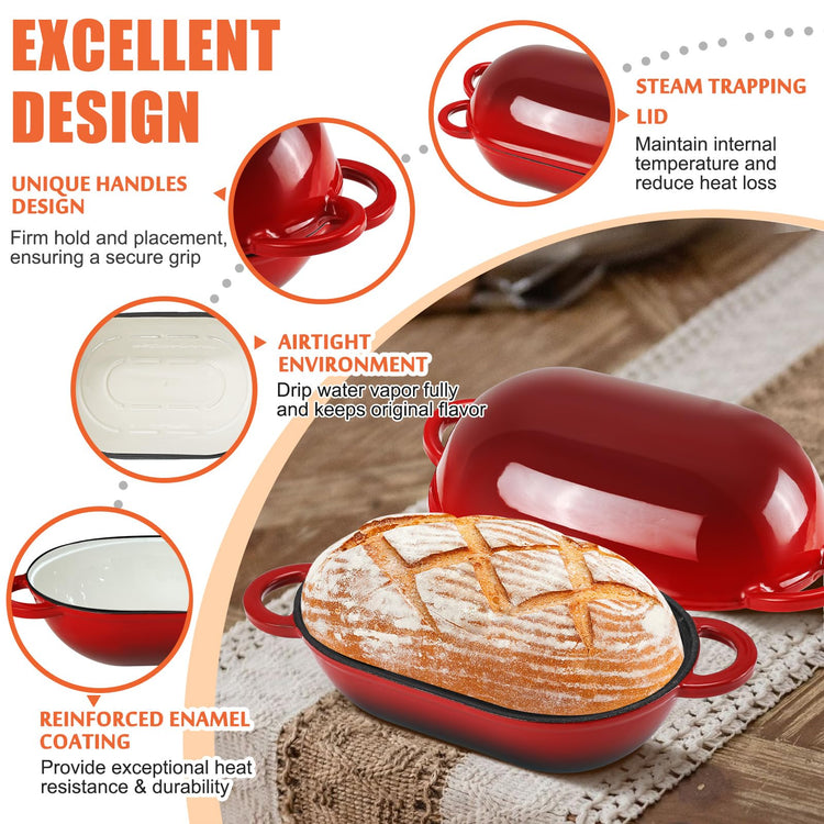 5 QT Enameled Cast Iron Sourdough Bread Oven