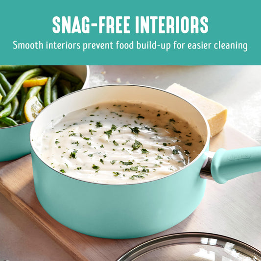 2.5QT Ceramic Nonstick Saucepan with Glass Lid