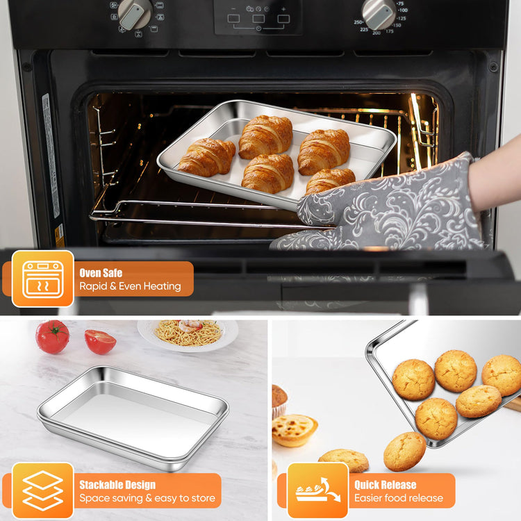 2 Pack Small Stainless Steel Baking Sheet Set (2 Count)