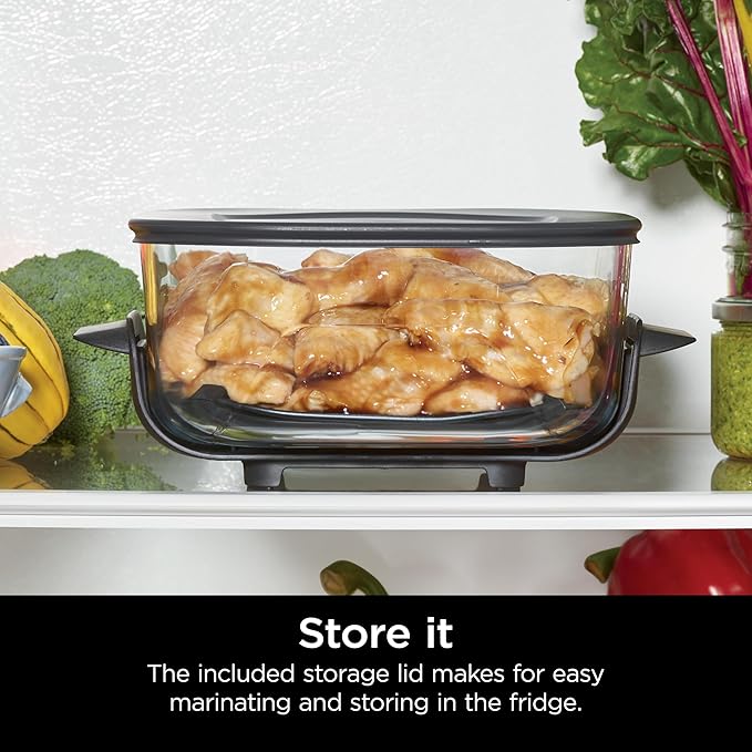 Ninja 4-QT CleanCrisp™ Glassware Container with Storage lid, Compatible with Ninja Crispi Portable Cooking System, Microwave, Freezer & Dishwasher Safe, PFAS & PTFE Free Glass, XSKSFN4QT