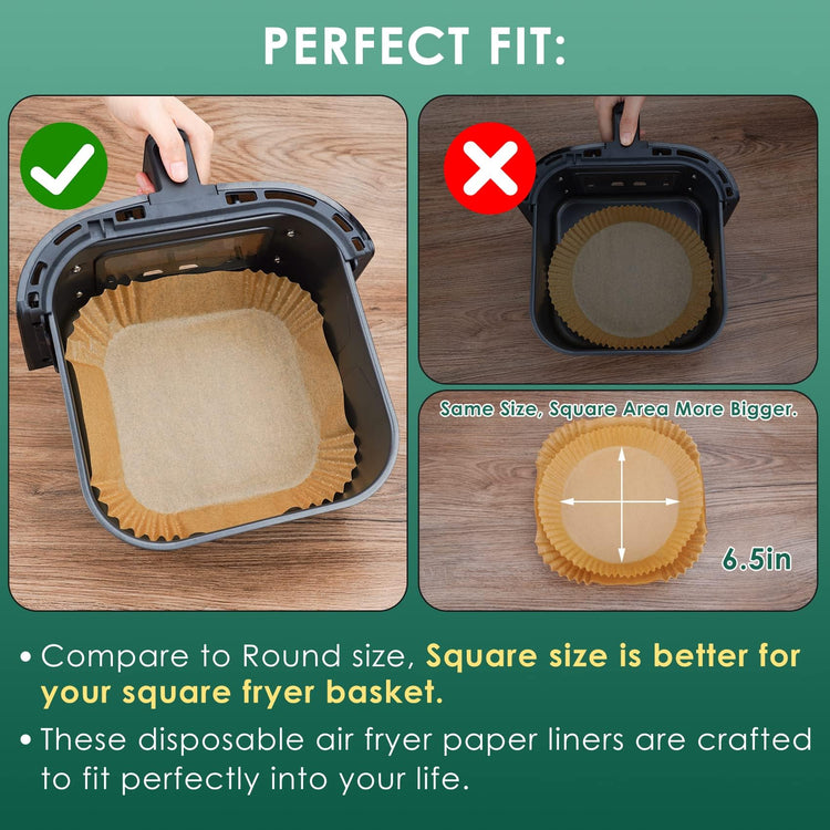 125Pcs 6.5inch Air Fryer Liners Disposable Square Parchment Paper (125 Count)