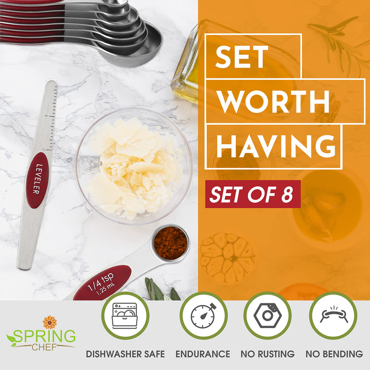 Stainless Steel Magnetic Measuring Spoons Set of 8