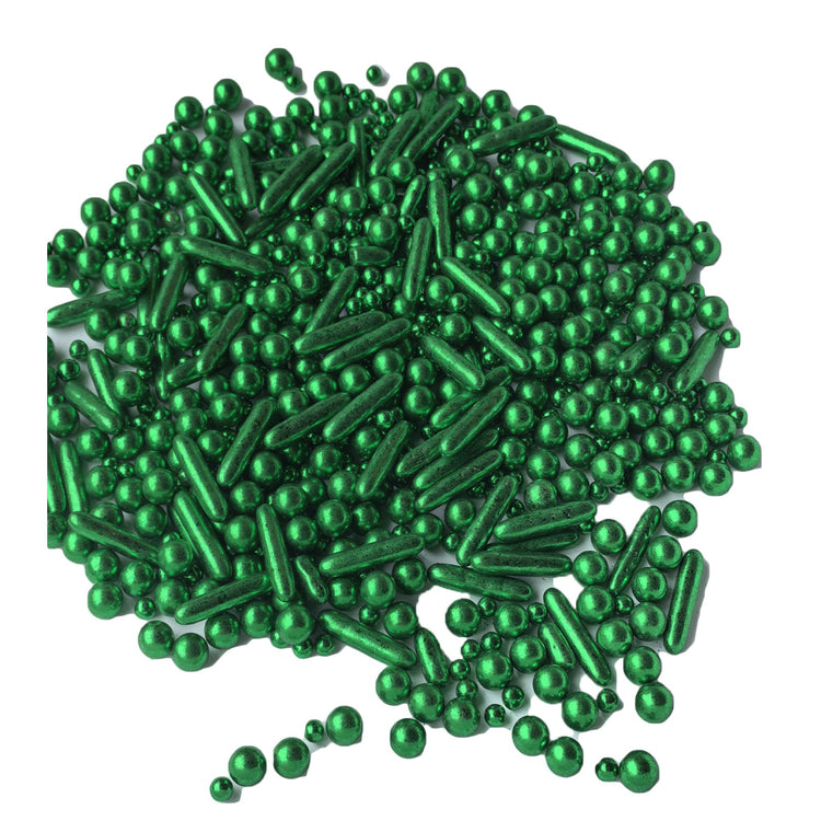 Sprinkles Green Pearl Sugar Candy Mix Size Baking Cake Decorations Cupcake Toppers Celebrations Shaker Jar Wedding Shower Party (4.6 Ounce)