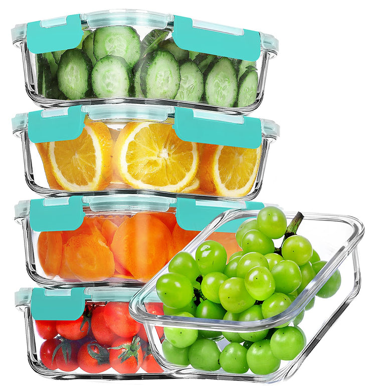 5 PACK 36 OZ Glass Meal Prep Containers Set with Lids (5 Count)