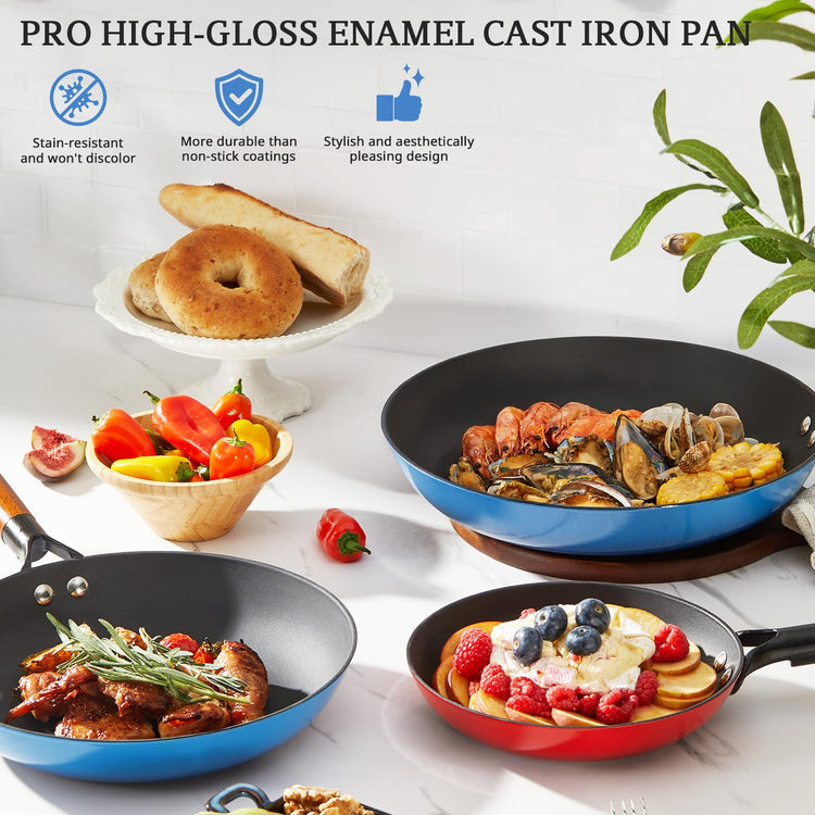 Enameled Cast Iron Skillets