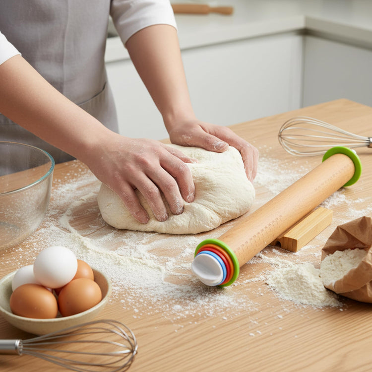 Adjustable Rolling Pin with Thickness Rings