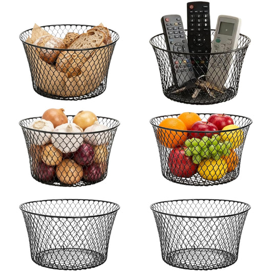 6 Pack Metal Wire Baskets for Kitchen Storage (6 Count)