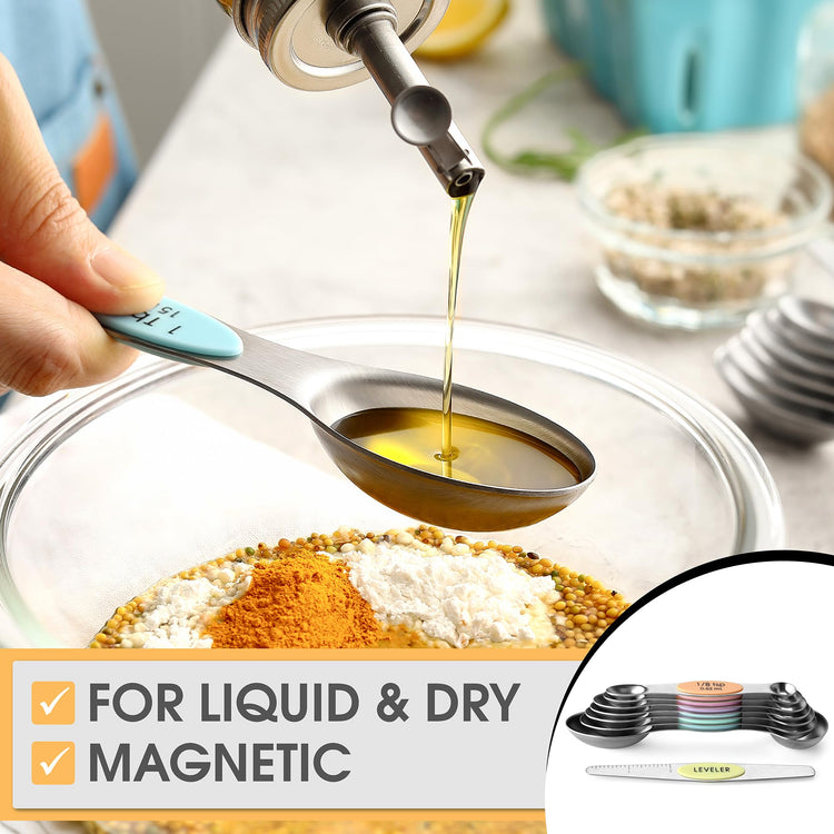 Stainless Steel Magnetic Measuring Spoons Set of 8