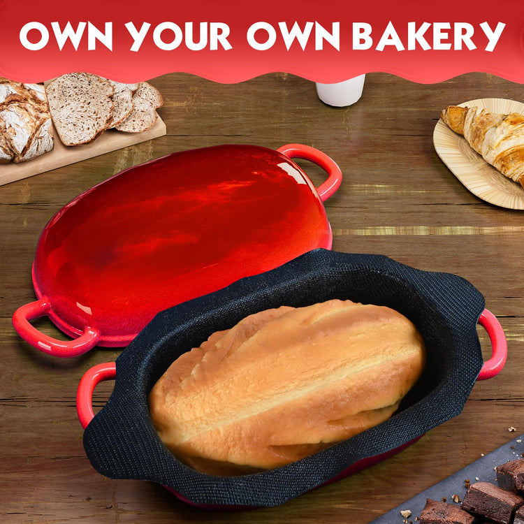 Dutch Oven 2.5QT Bread Pans with Silicone Liner for Bread Baking