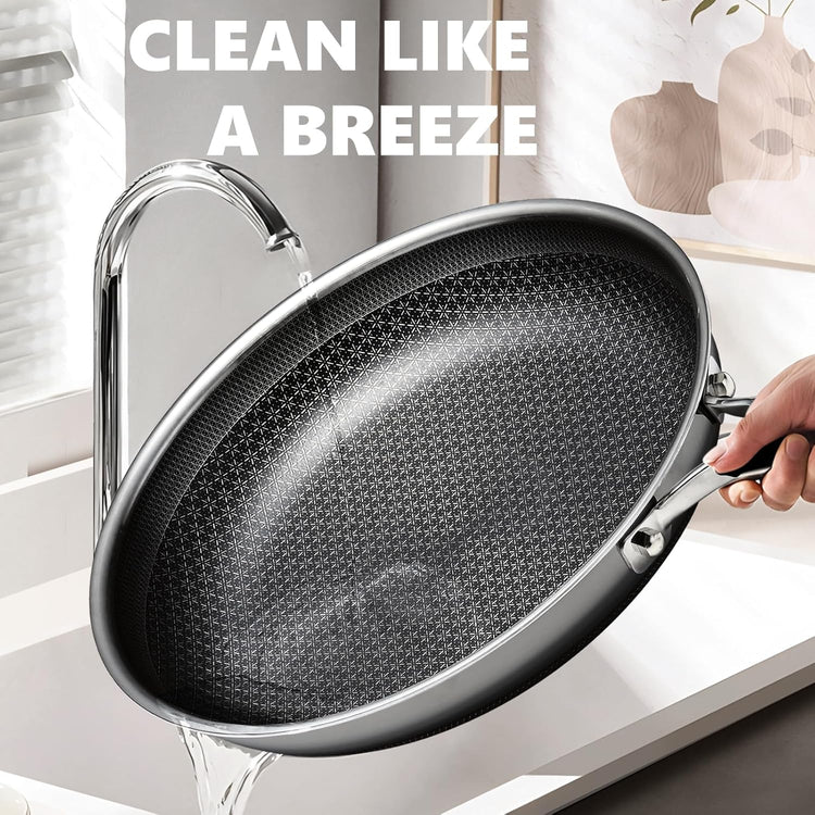 Non Stick Frying Pans Set, Hybrid Pans Set Nonstick (10 pcs),Pan for cooking, PFOA Free Kitchen set, Dishwasher and Oven-Safe Cookware Sets, Stainless Steel Skillets