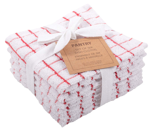 Pantry 100% Cotton Checkered Grid Dish Cloths (6 Count)
