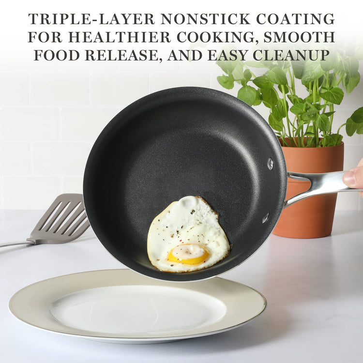 Lockton Premium Nonstick 10 Piece Enamel Heavy Gauge Aluminum Pots and Pans Cookware Set