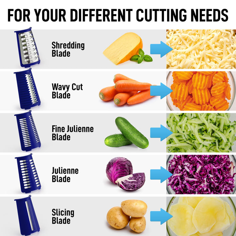 Rotary Cheese Grater 5 Blade Cheese Shredder