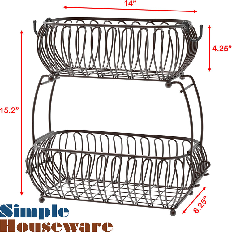 2 Tier Countertop Oblate Fruit Basket Holder (24 Count)