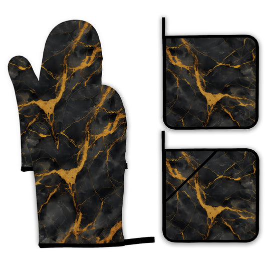 Marble Oven Mitts and Pot Holders Set (4 Count)