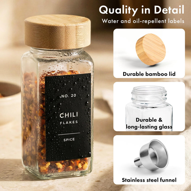 Glass Spice Jars with Label (24 Count)