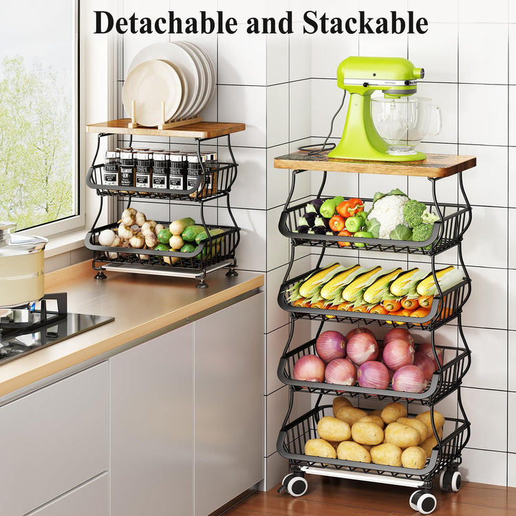 5 Tier Fruit and Vegetable Basket Stand for Kitchen