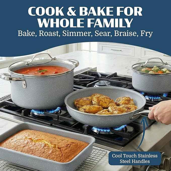 Granitestone Ceraluxe 20 Pc Ceramic Cookware Set Nonstick, Complete Pots and Pans Set Non Stick with 5 Pc Bakeware Set, Deep Frying Pan Set, & Steamer, Non Toxic PFOA Free, Oven & Dishwasher Safe