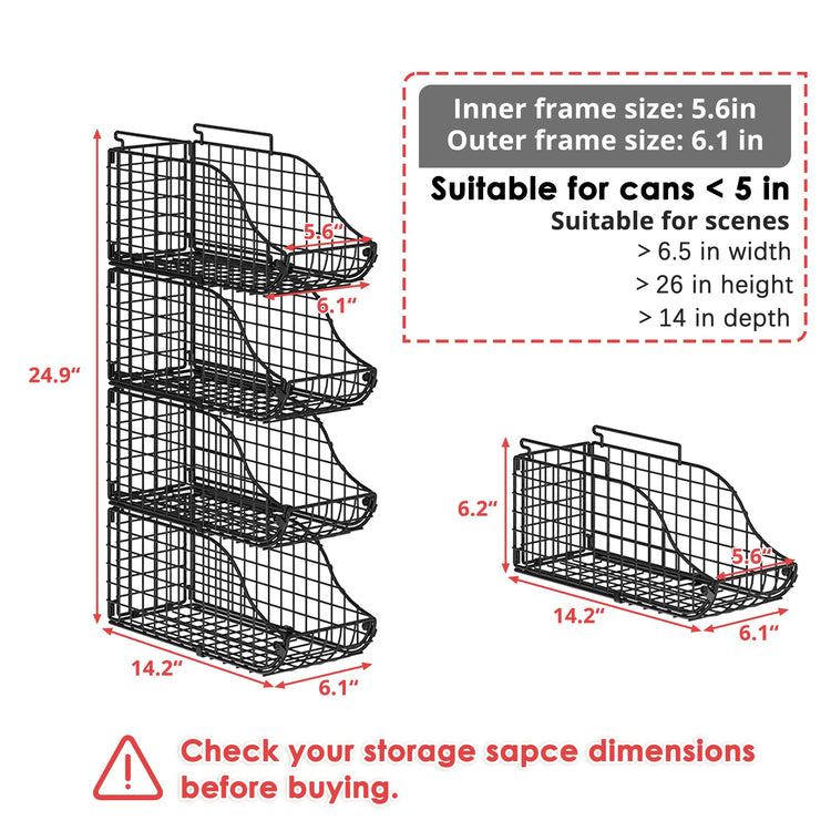 4 Pack Stackable Can Rack Organizer for Kitchen Pantry (4 Count)