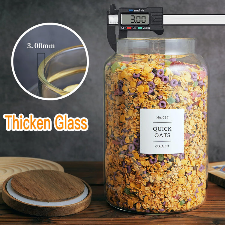 Set of 2 Large Glass Flour and Sugar Containers with 132 Pantry Labels (2 Count)