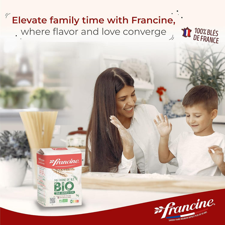 Francine Farne de Ble Bio - French T55 Organic All Purpose Flour (3 Pack, Total of 3kg) - Nestoria
