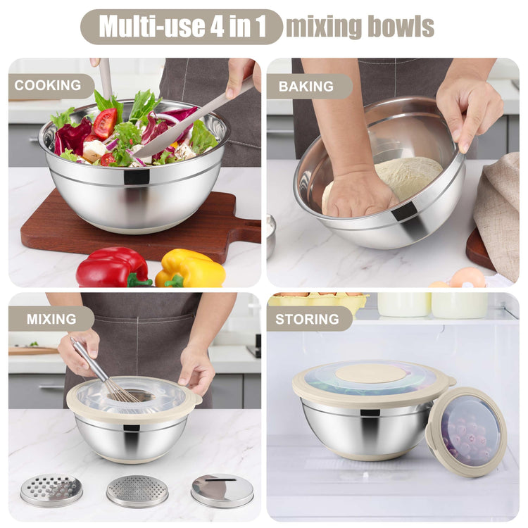 Stainless Steel Mixing Bowls with Lids & Colander (6 Count)