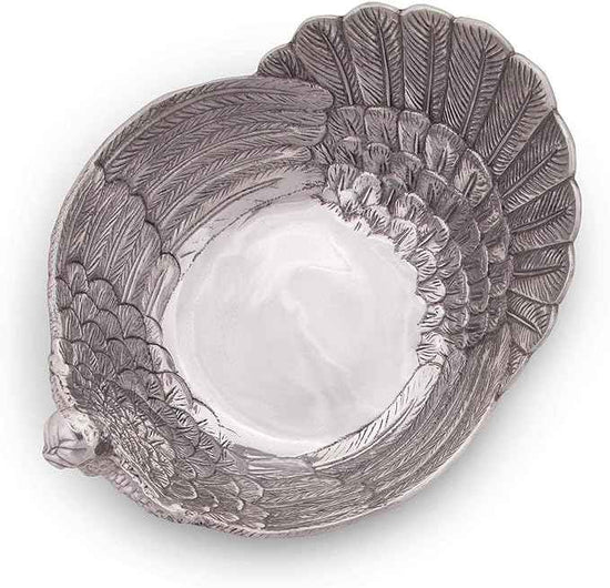 Arthur Court Serving Salad Bowl Turkey Large Thanksgiving Table Serving Bowl Fruit Bowl Statement Piece 13 inch Long x 10.5 inch Wide