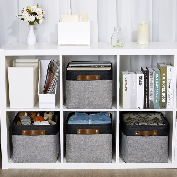 Canvas Storage Bin with Handles (4 Count)