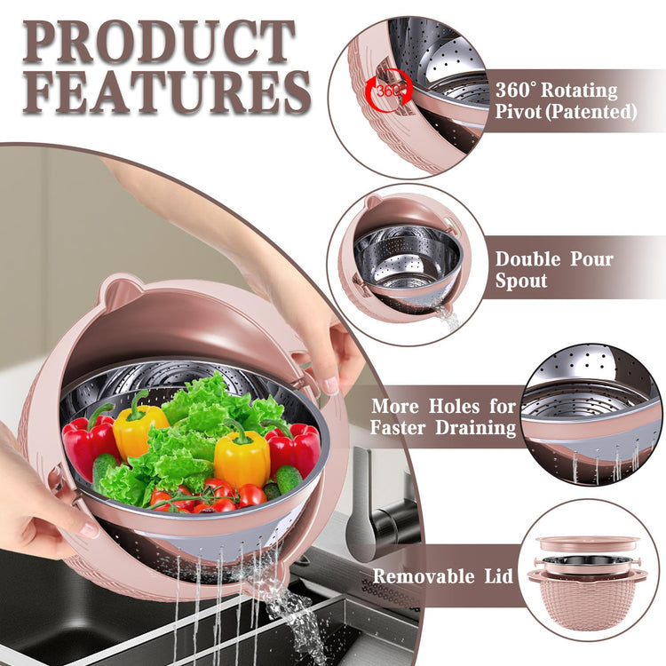 4 1 Strainer Bowl with Lid Set