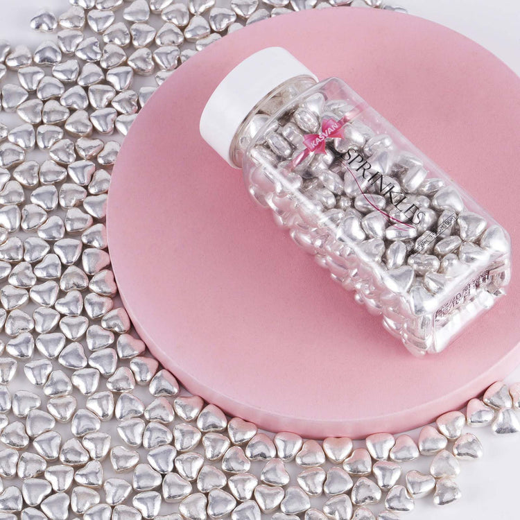 Silver Heart Shapes Sprinkles (4.58 Ounce)