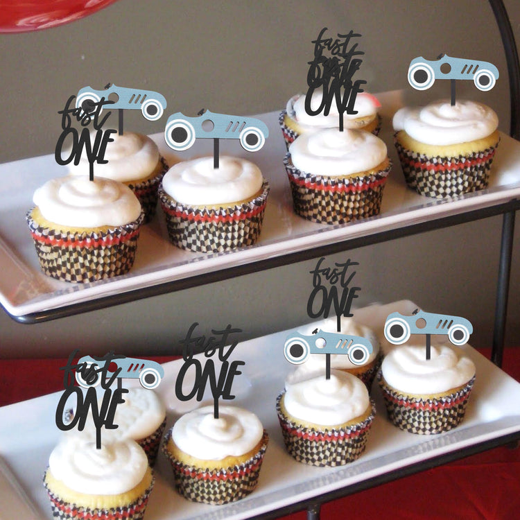 Wooden Race Car Cupcake Topper