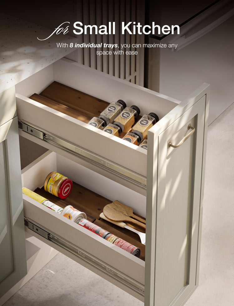 Acacia Wooden Spice Rack Organizer for Cabinet (4 Count)