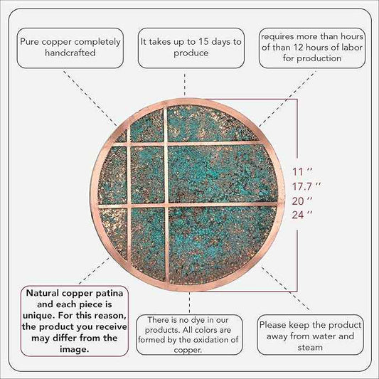 nooc art Handmade Copper Wall Art for Home, Living Room, Bedroom, Kitchen and Office Decor, Rustic Decorative Mural Art for Farmhouse Decor (Modern Copper, 24, Unframed)