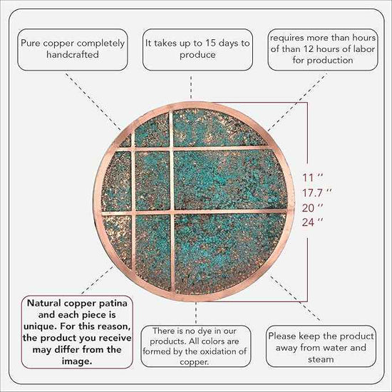 nooc art Handmade Copper Wall Art for Home, Living Room, Bedroom, Kitchen and Office Decor, Rustic Decorative Mural Art for Farmhouse Decor (Modern Copper, 24, Unframed)