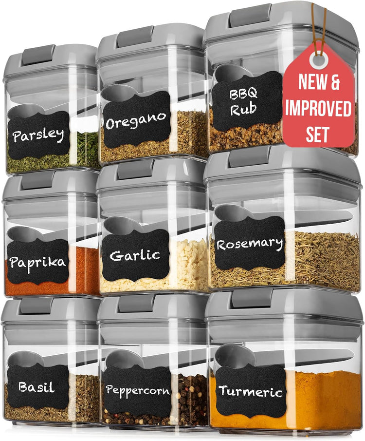 9PC (0.5L, 2.1 Cup, 17oz) Airtight Food Storage Containers + 6 Spoons (9 Count)