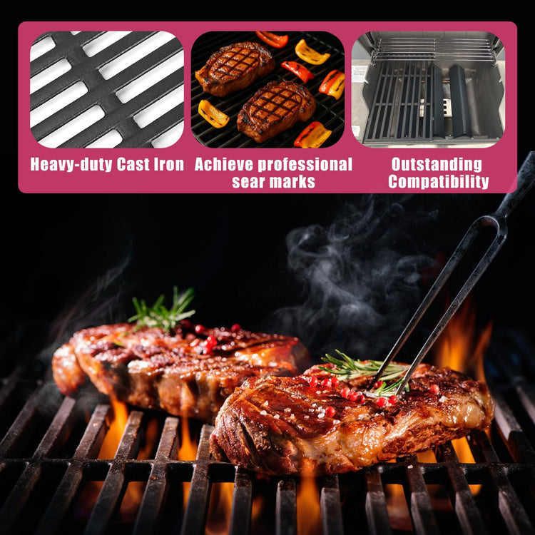 17" Flavorizer Bars 66795 and 18.75" Cast Iron Grill Grates 66095 Combo for Weber Genesis II LX 300 Series